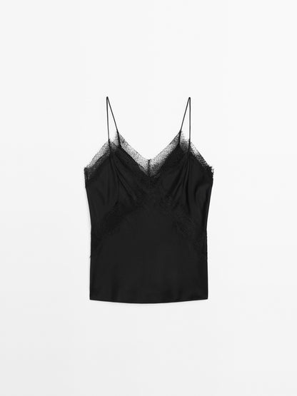 Strappy lace camisole top