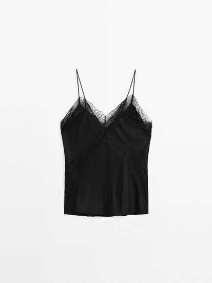 Strappy lace camisole top