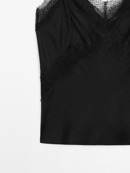 Strappy lace camisole top