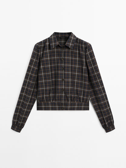 Check shirt with waistband detail