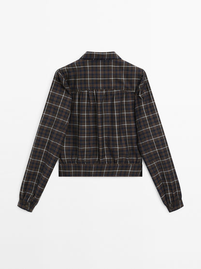 Check shirt with waistband detail
