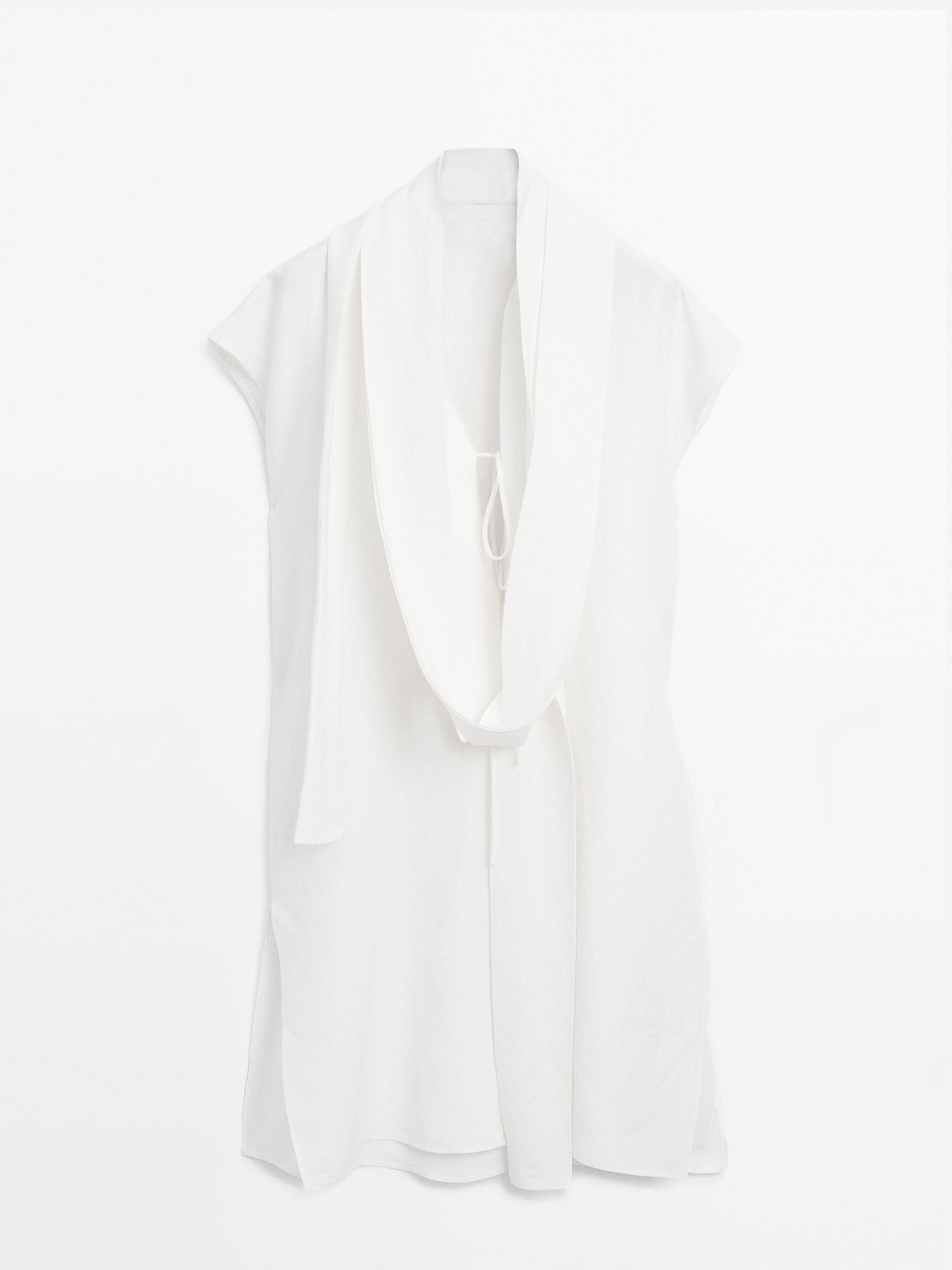 Linen tunic shirt with scarf detail