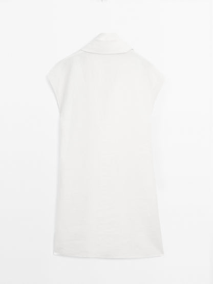 Linen tunic shirt with scarf detail