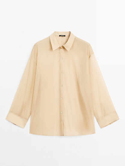 Mulberry silk blend organza shirt