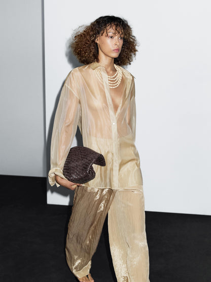 Mulberry silk blend organza shirt