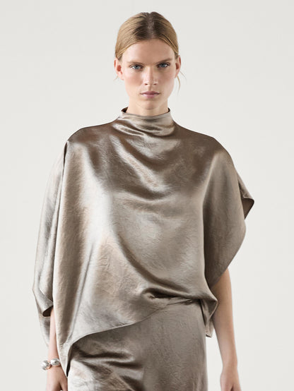 Flowing satin cape