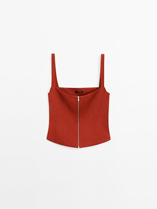 Strappy corset top with zip