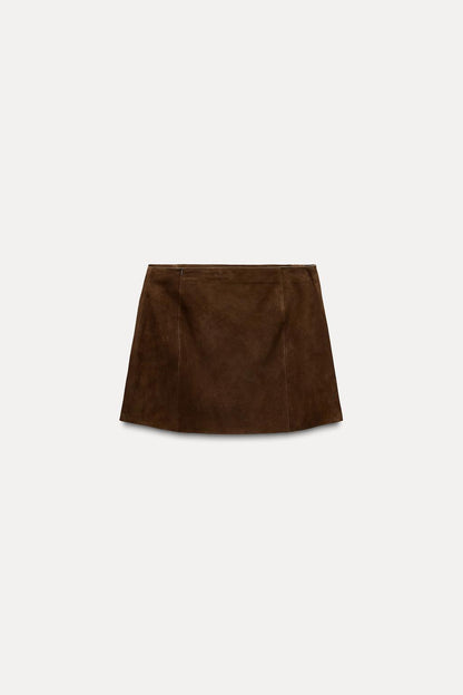 Short Suede Leather Skirt