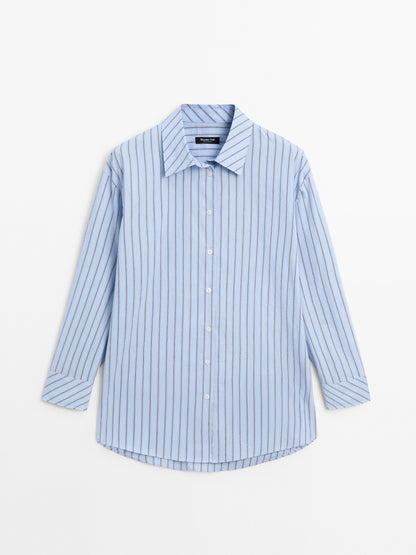 Striped cotton blend shirt