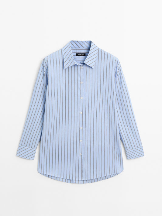 Striped cotton blend shirt