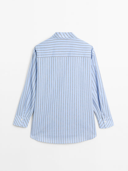 Striped cotton blend shirt