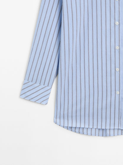Striped cotton blend shirt