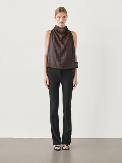 Draped neck halter top