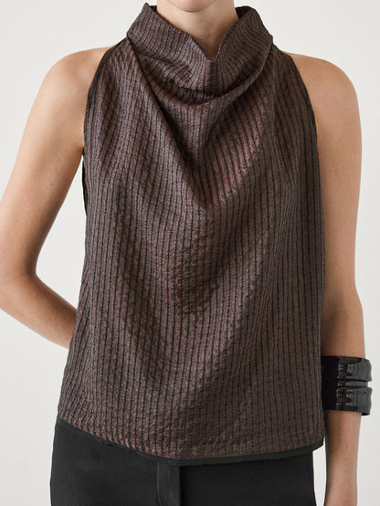 Draped neck halter top