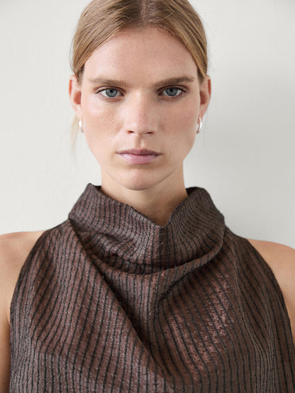Draped neck halter top