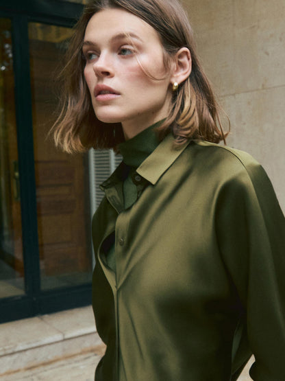 Satin shirt with batwing sleeves