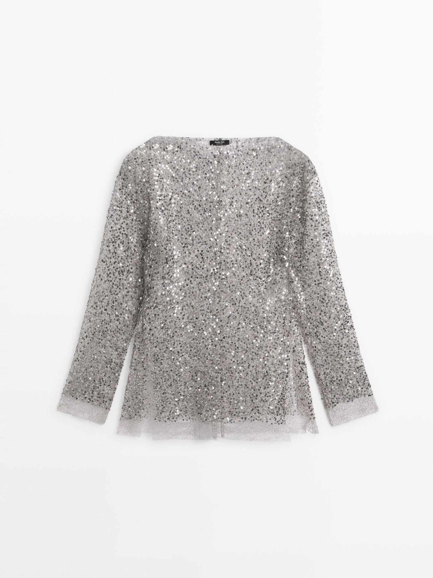 Sequinned blouse with cowl neck