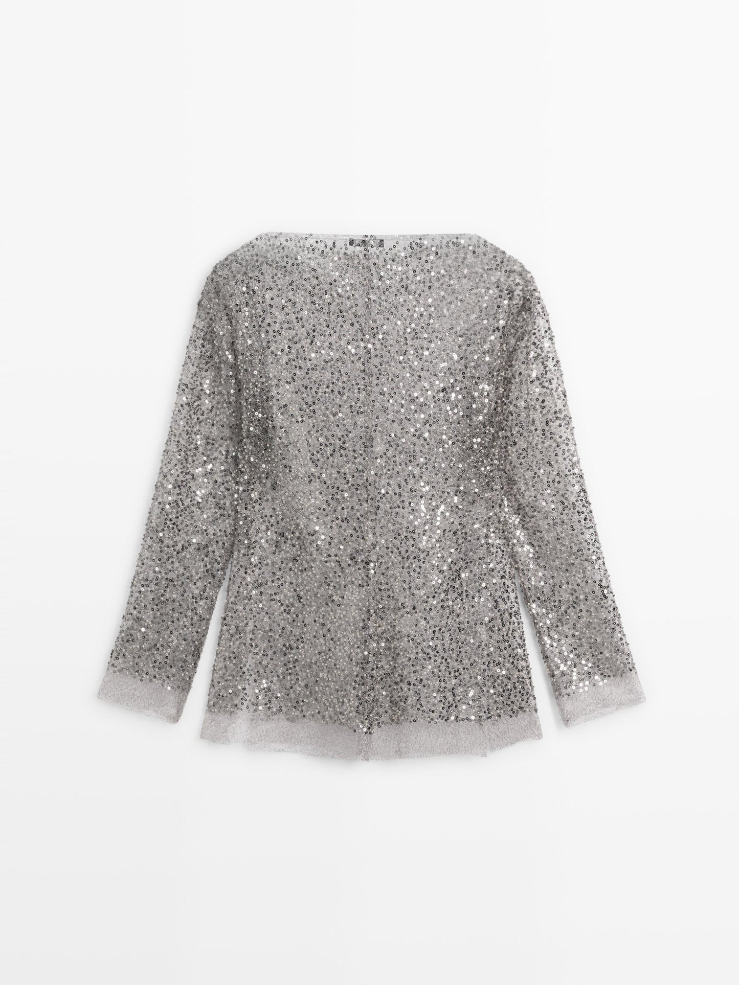 Sequinned blouse with cowl neck