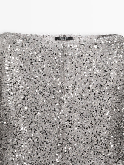 Sequinned blouse with cowl neck