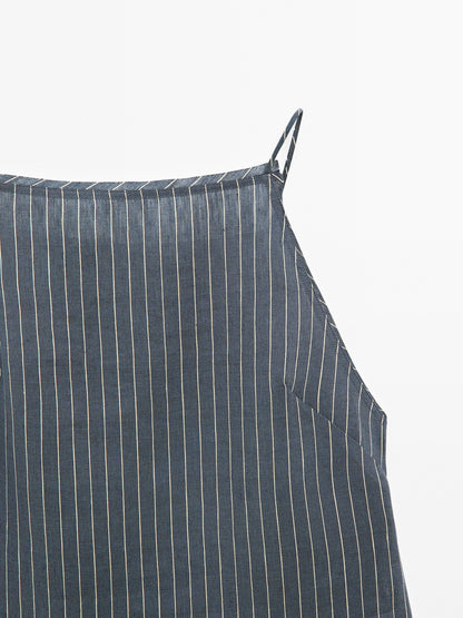 Striped linen blend halter top