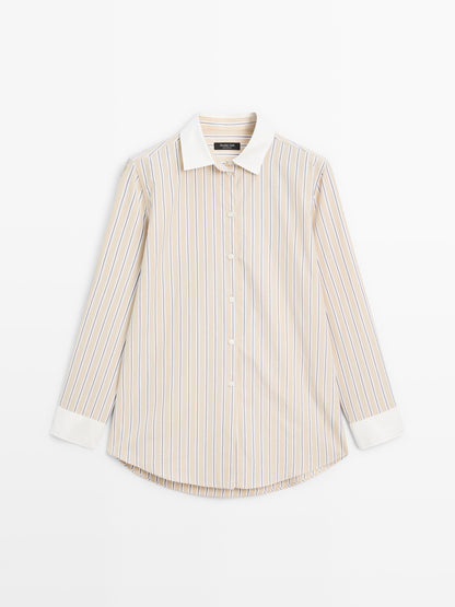 Striped shirt with contrast detail