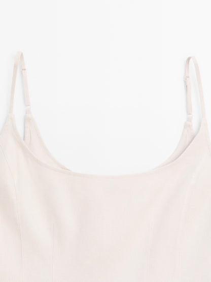 Strappy linen blend top