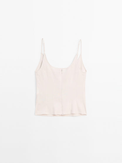 Strappy linen blend top