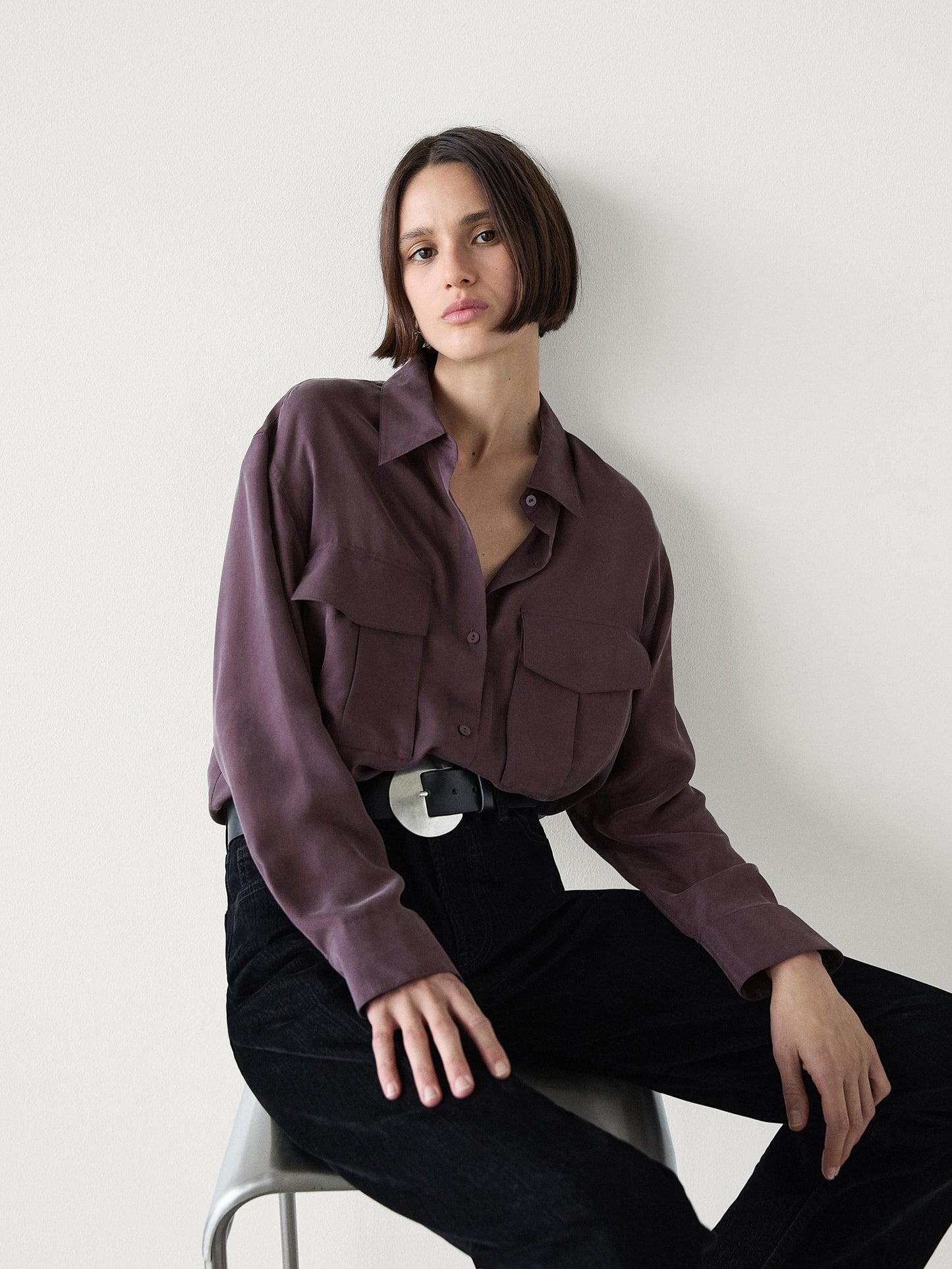 100% silk shirt with pockets