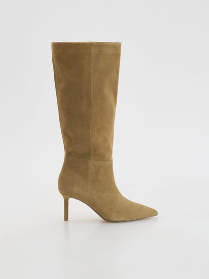 Suede high-heel boots