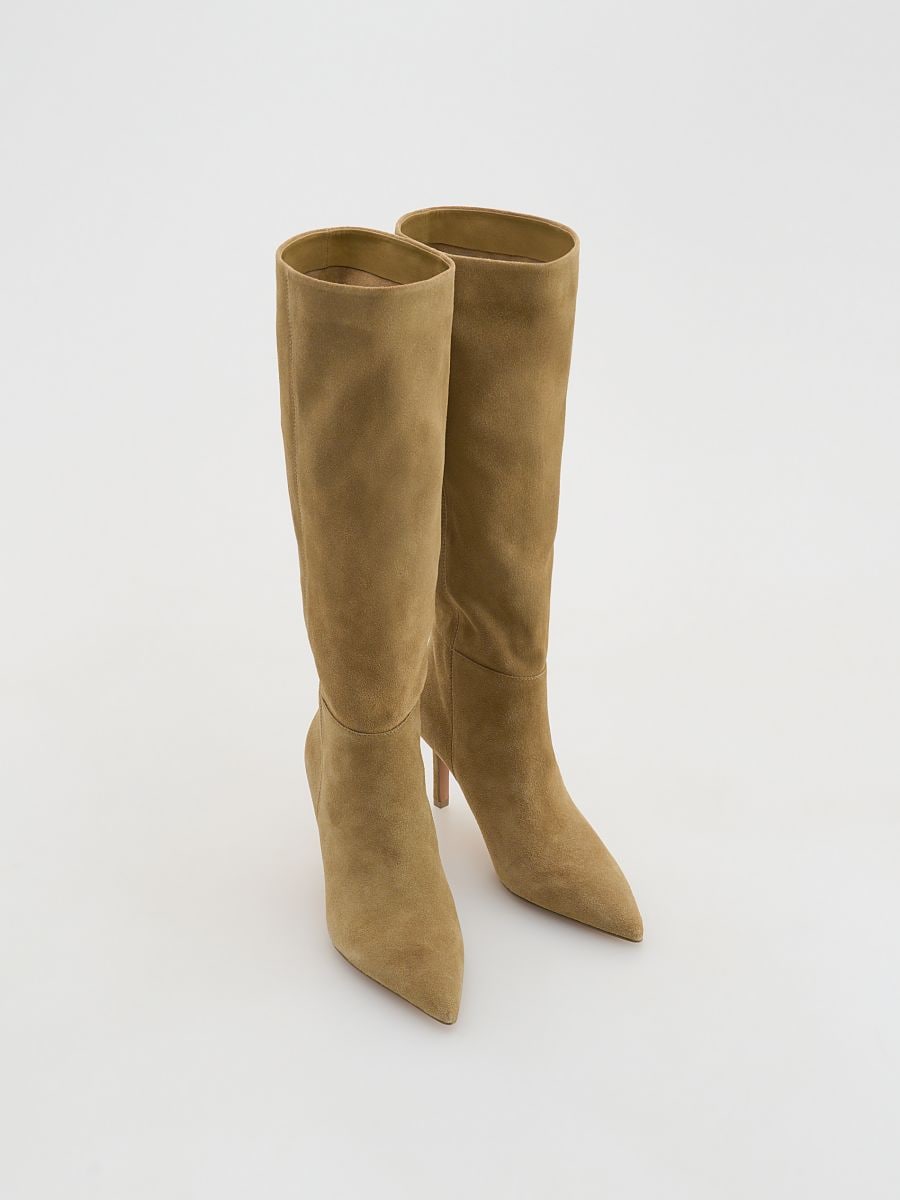 Suede high-heel boots