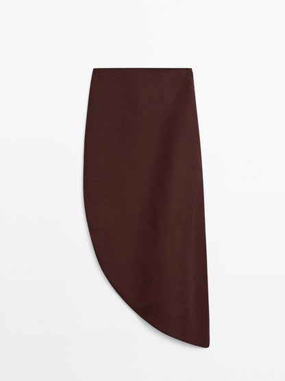 Midi skirt with asymmetric hem