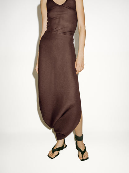 Midi skirt with asymmetric hem