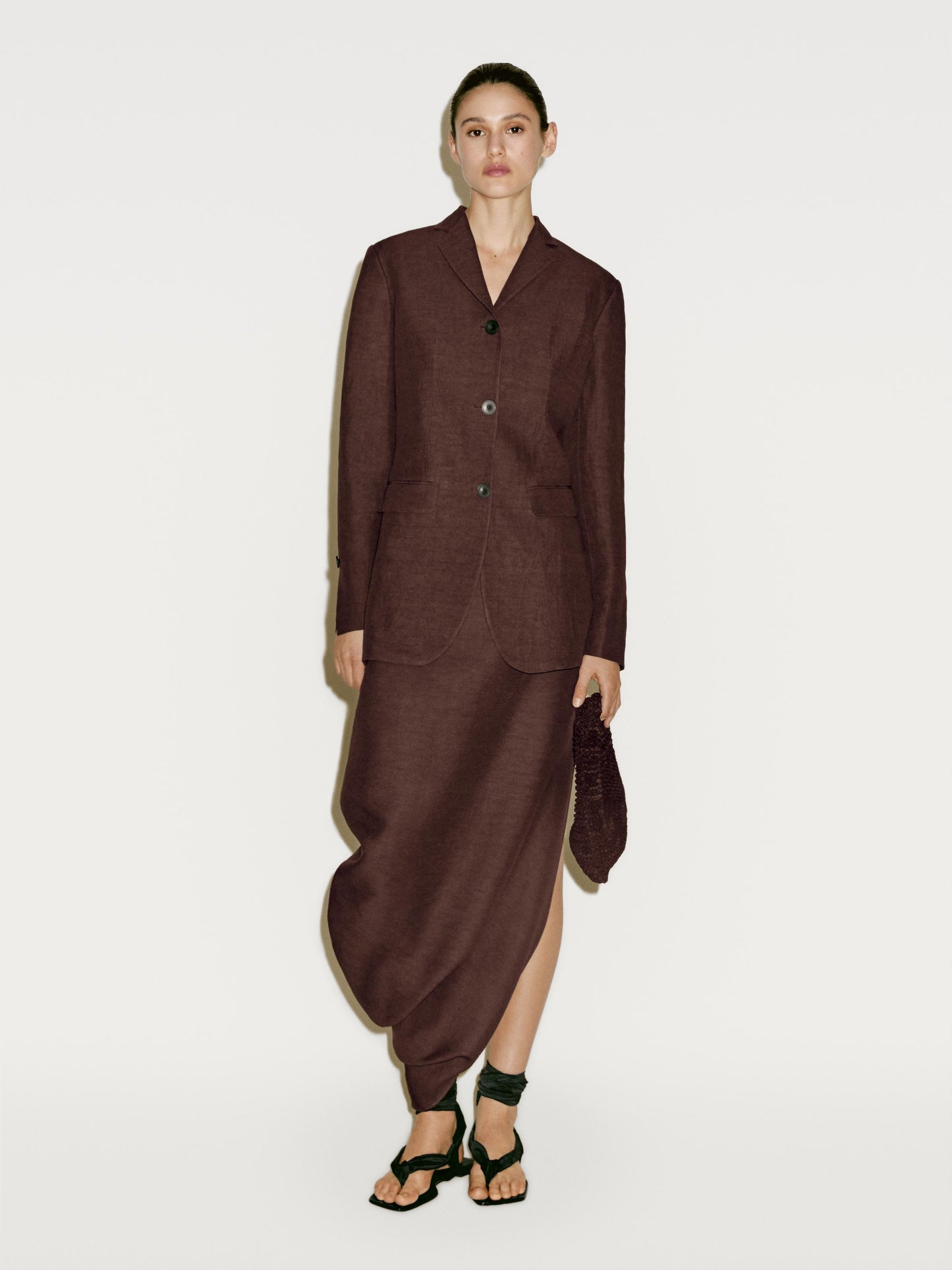 Midi skirt with asymmetric hem