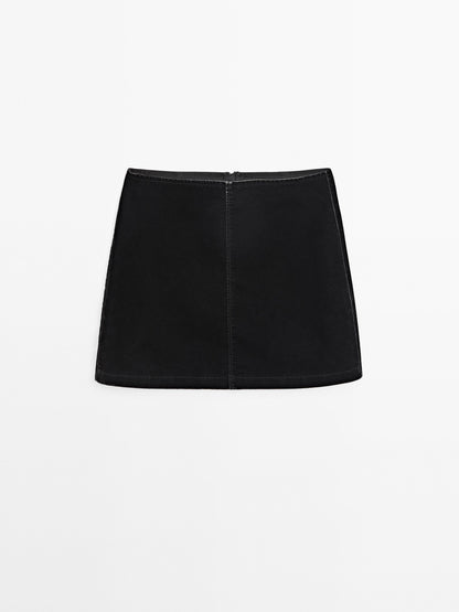 Cotton blend mini skirt