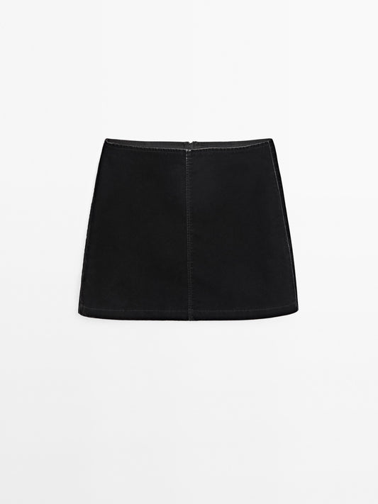 Cotton blend mini skirt