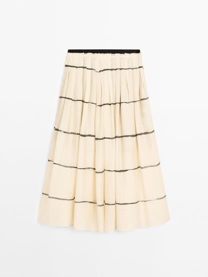 Striped flowing midi skirt