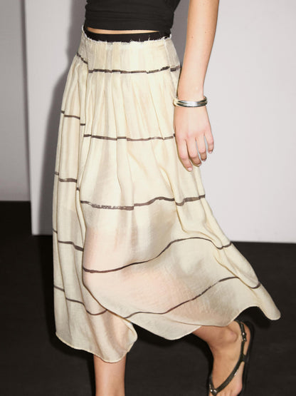 Striped flowing midi skirt