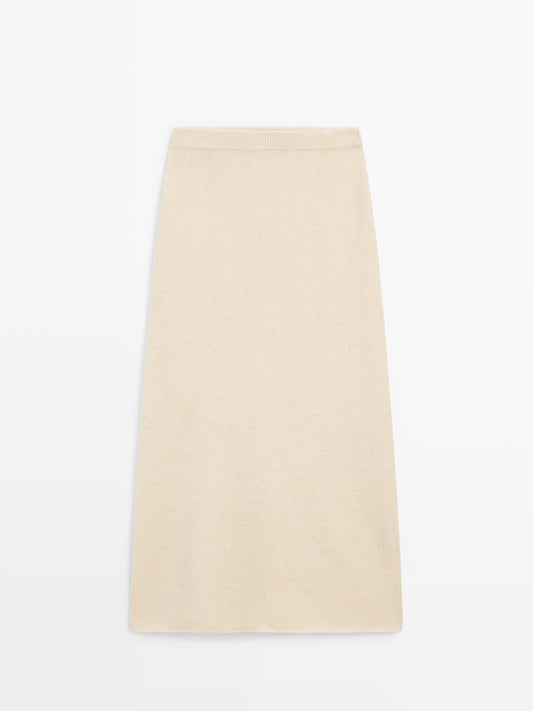 Knit alpaca and wool midi skirt