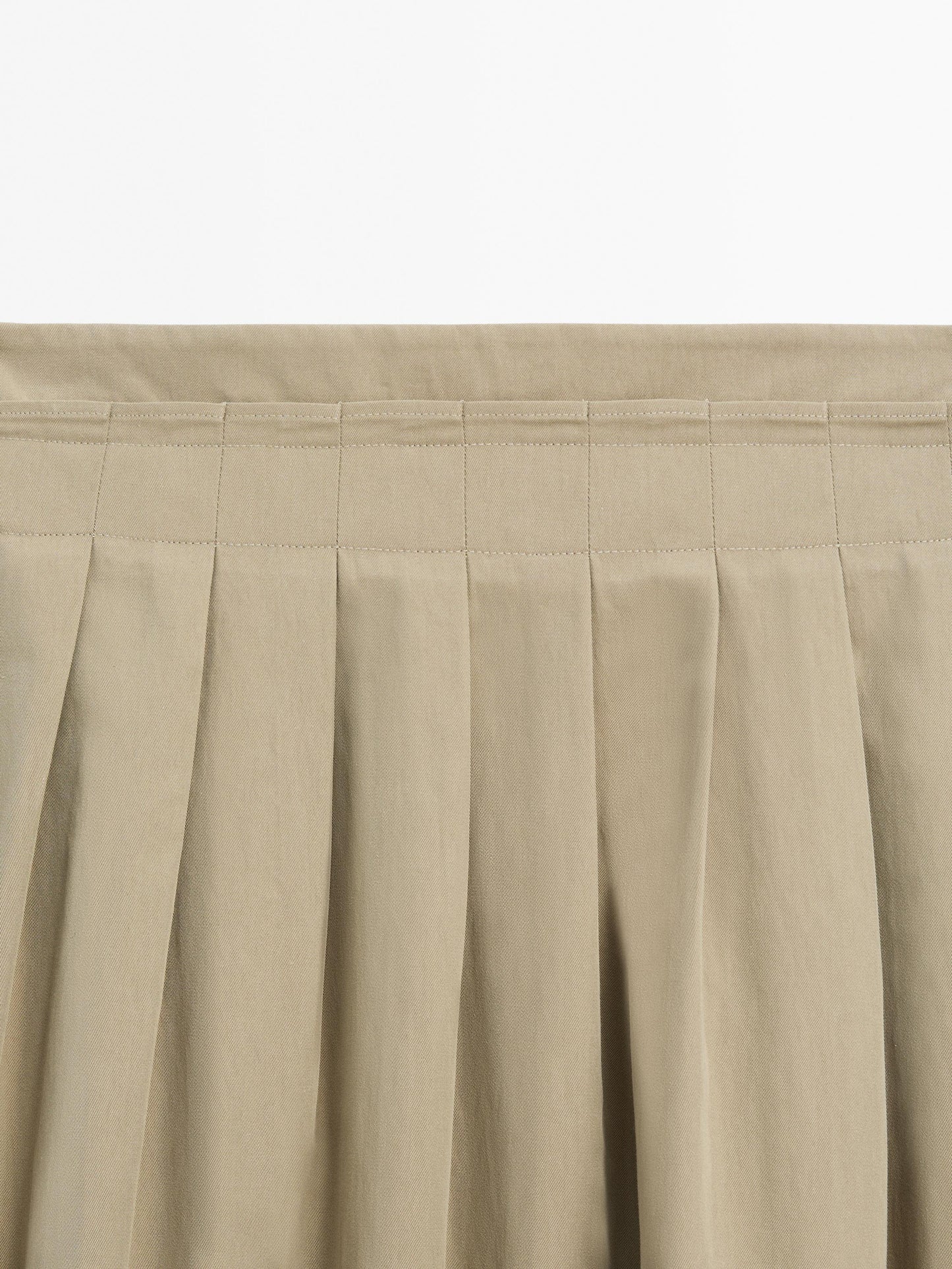 Cotton blend box pleat midi skirt