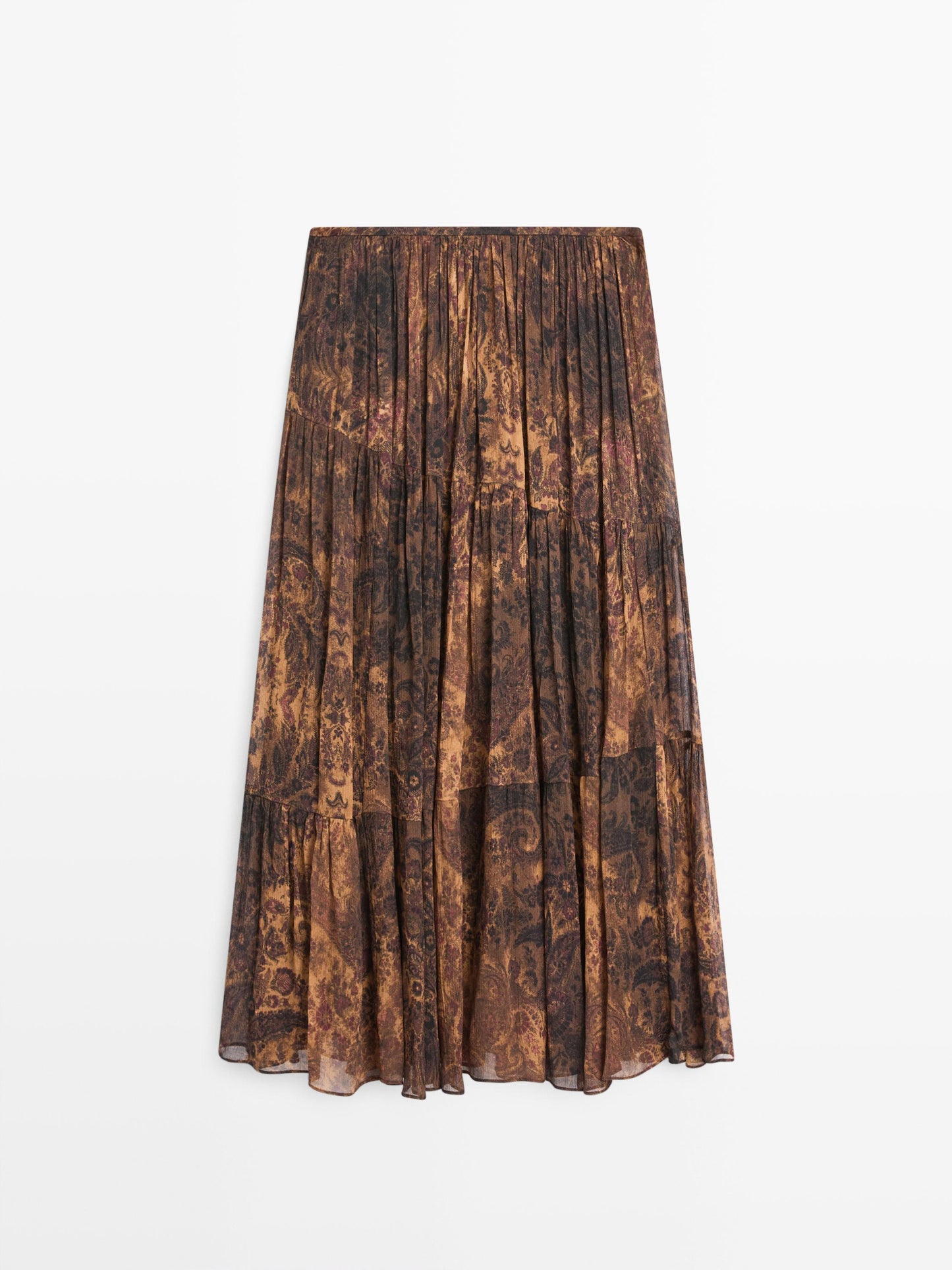 Flowing asymmetric midi skirt
