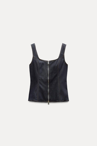 ZW Collection Denim Top with Zip