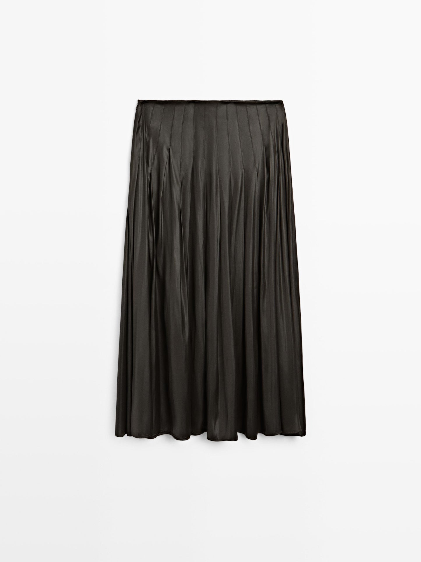 Pintuck midi skirt with waxed finish