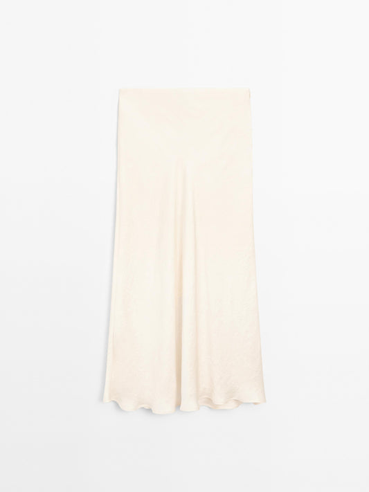 Flowing satin midi skirt · Cream · Sunglasses | Massimo Dutti