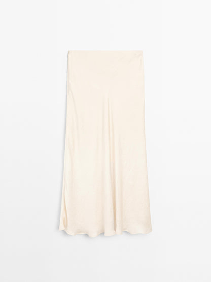 Flowing satin midi skirt · Cream · Sunglasses | Massimo Dutti