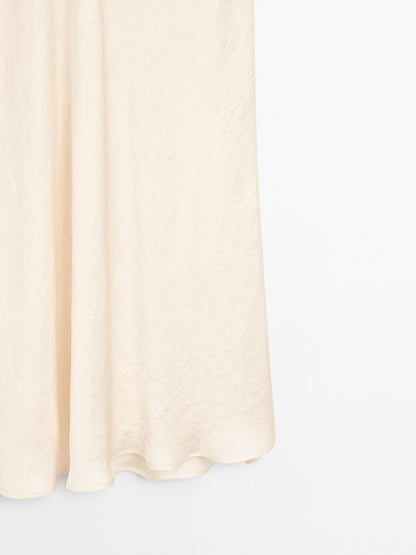 Flowing satin midi skirt · Cream · Sunglasses | Massimo Dutti