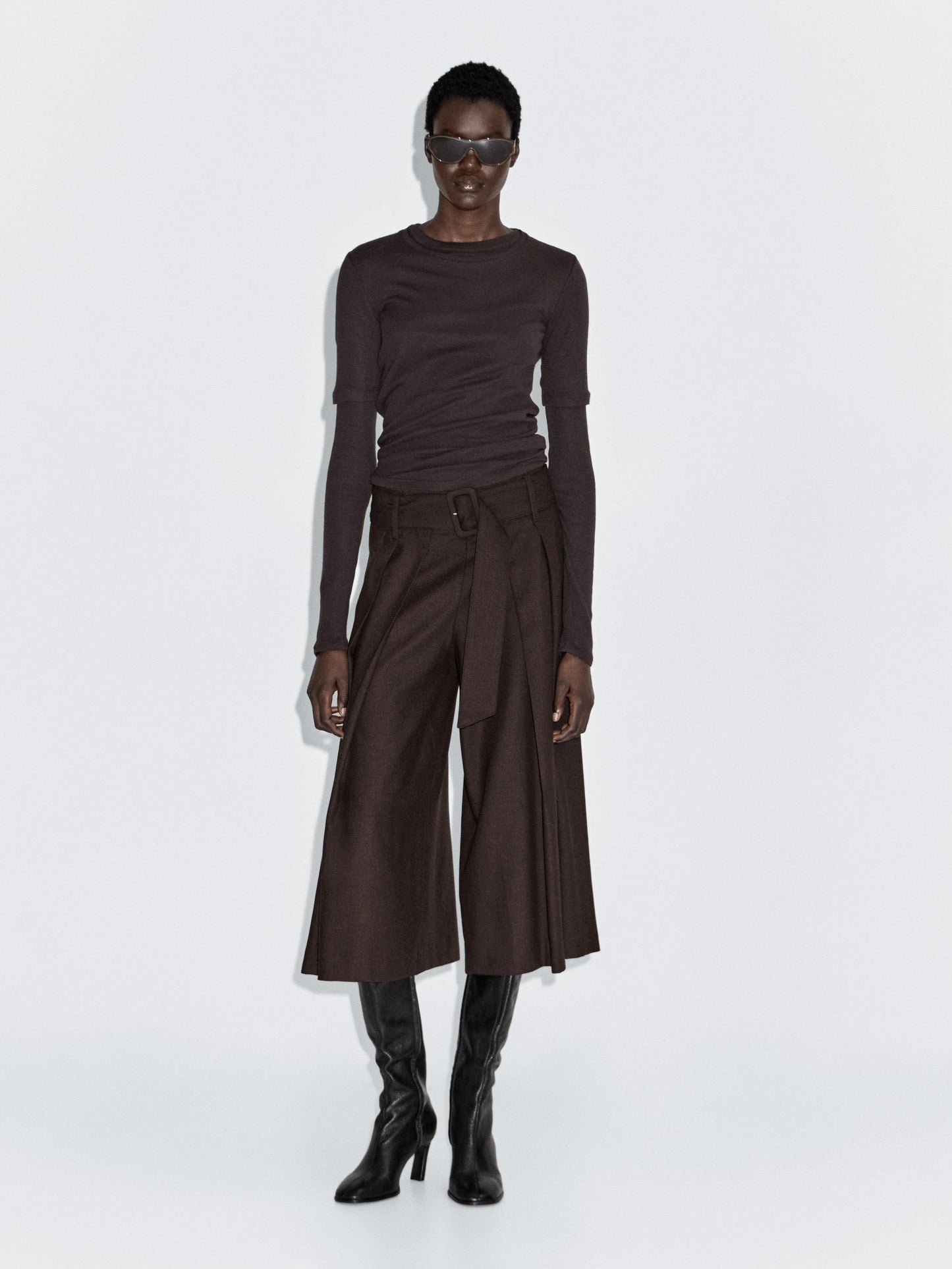 Skort trousers with belt