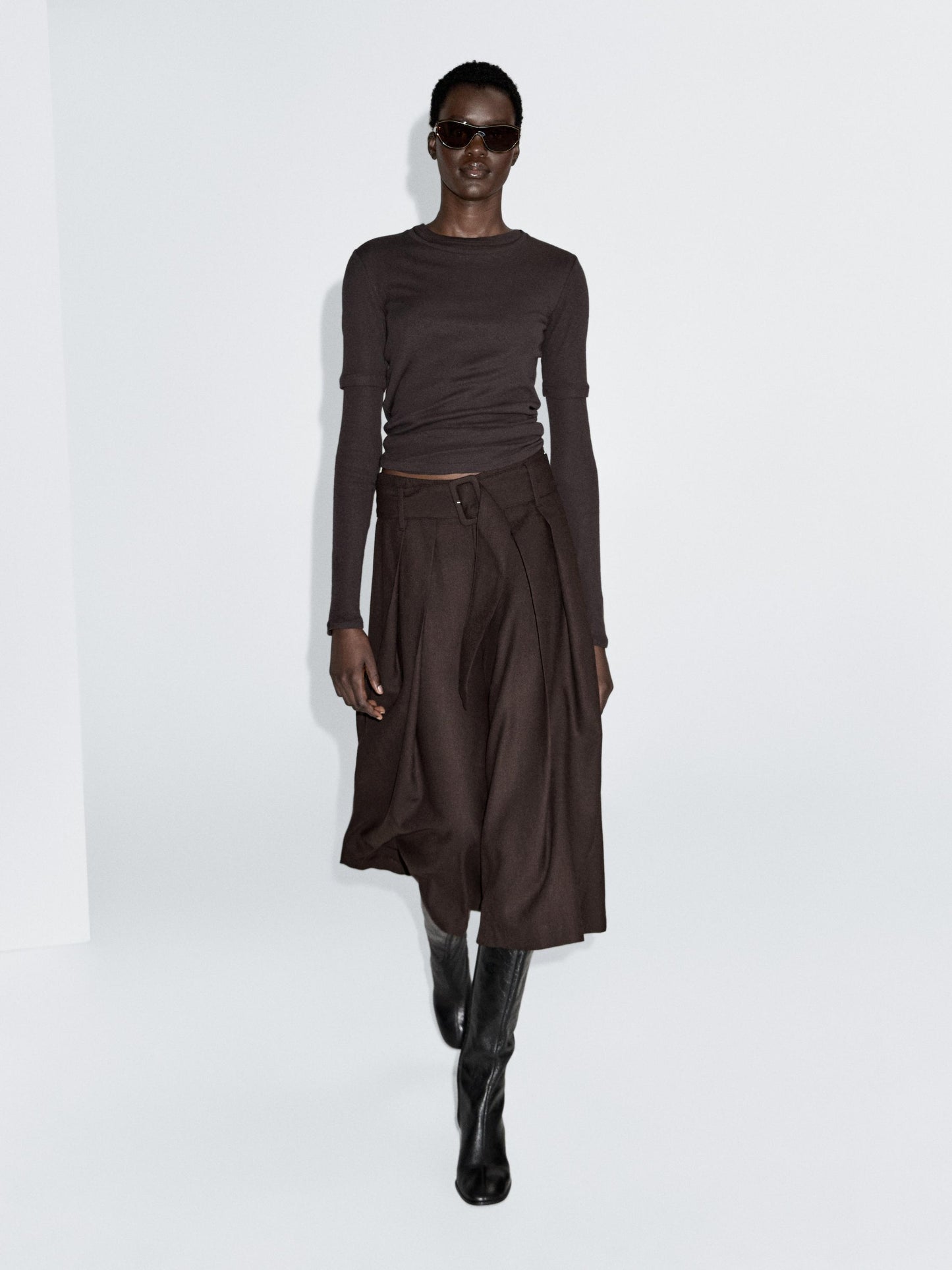 Skort trousers with belt