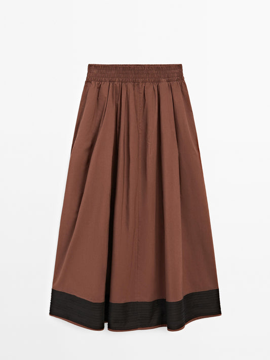 Flounce midi skirt with ribbon details