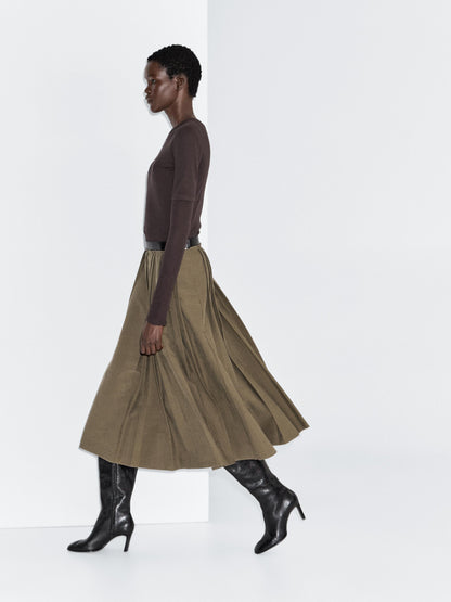 Pleated midi skirt with waist detail