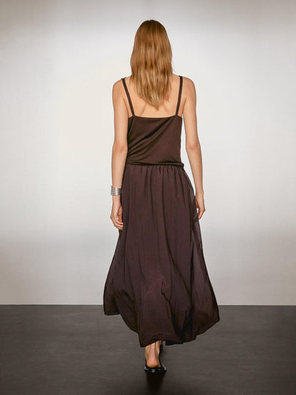 Pleated balloon midi skirt
